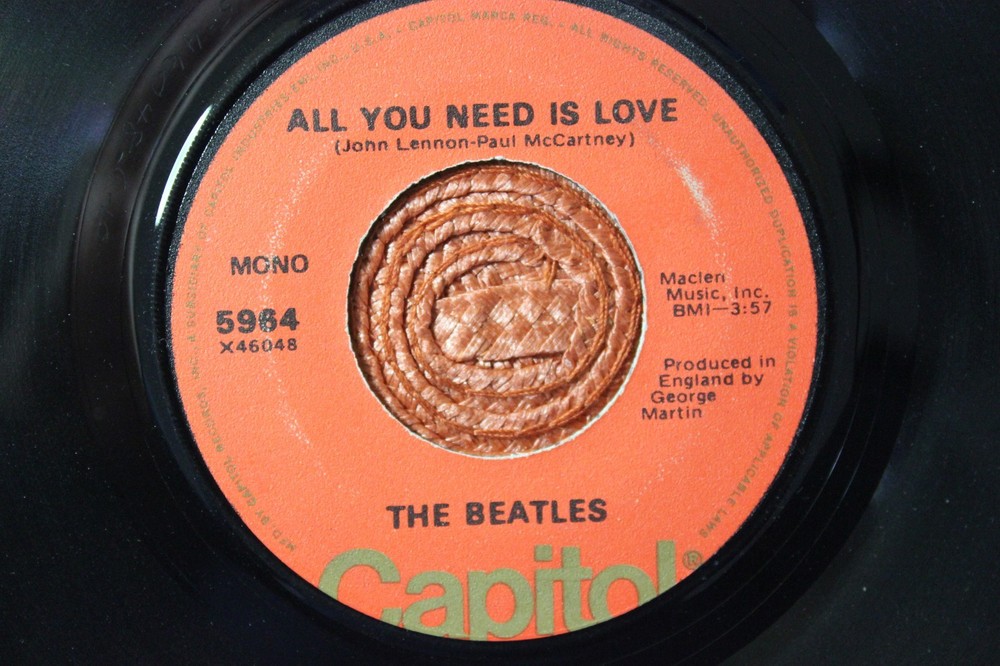 THE BEATLES All You Need Is Love ORANGE Capitol label 45