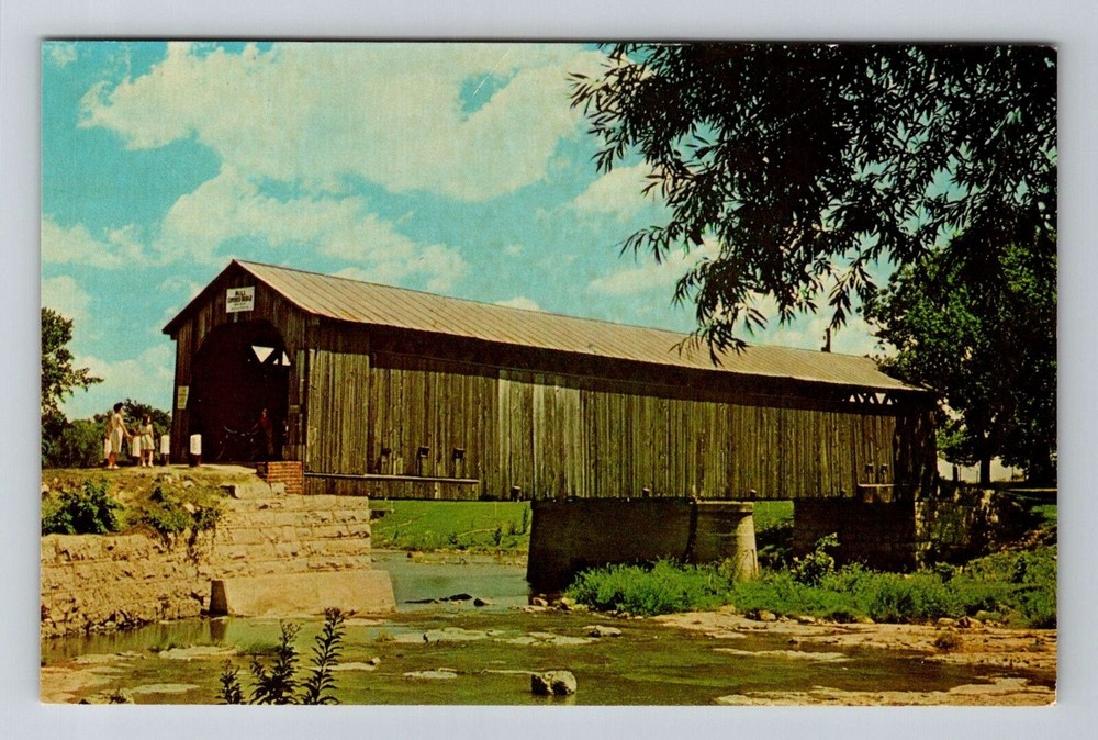 Fremont OH-Ohio, Mull Covered Bridge, Vintage Postcard