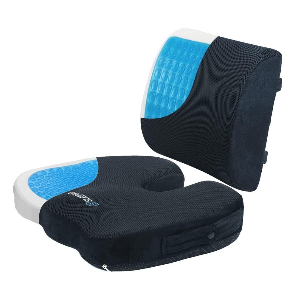 Memory Foam Cooling Gel Seat Cushion for Office Chair - Back & Butt Pillow fo...