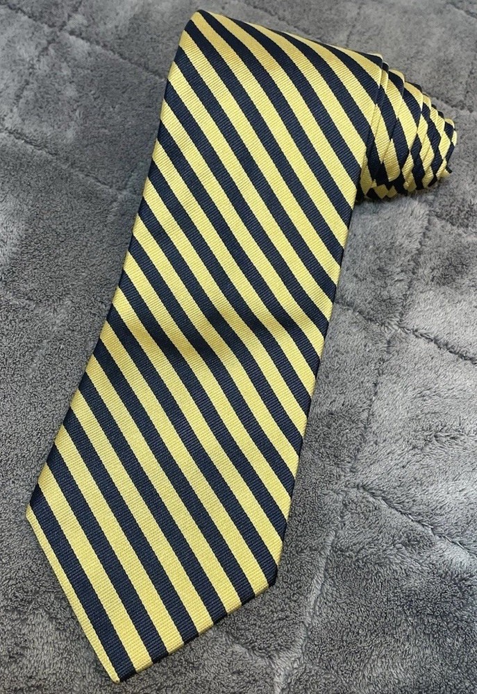 Brooks Brothers Diagonal Striped Yellow Silk Men's Neck Tie 56