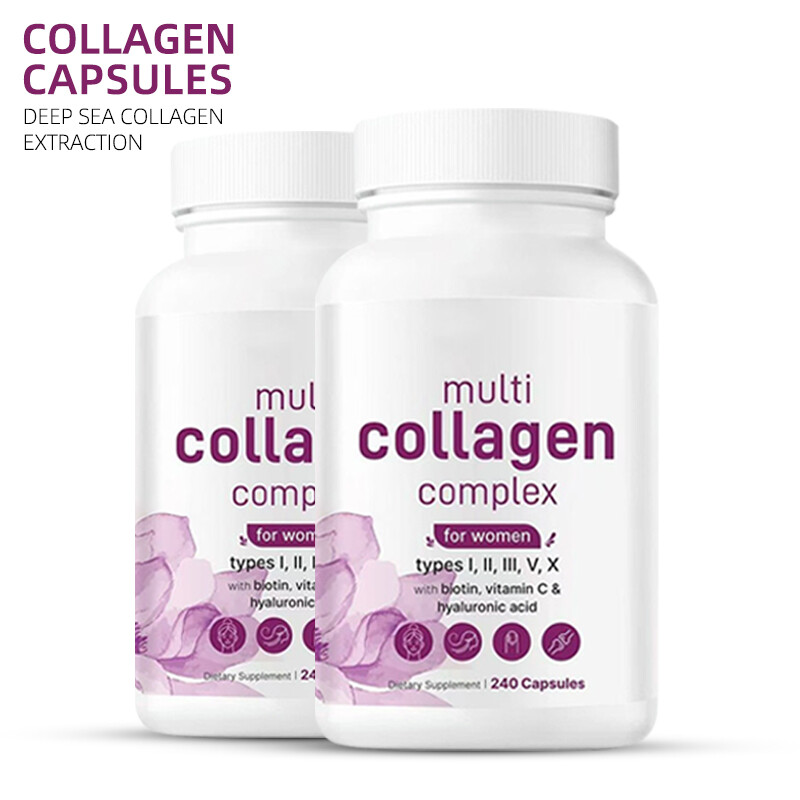 2X Multi Collagen Complex 240 Capsules Type I, II, III, V, X Good For Skin Women