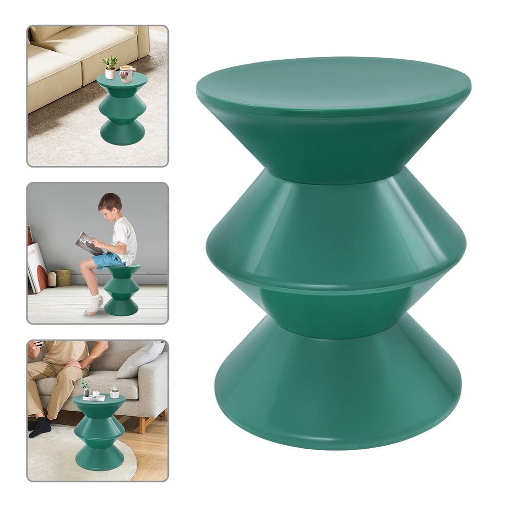 Green Side Table, PET Sofa Side Table, Modern Round End Table for Indoor Use