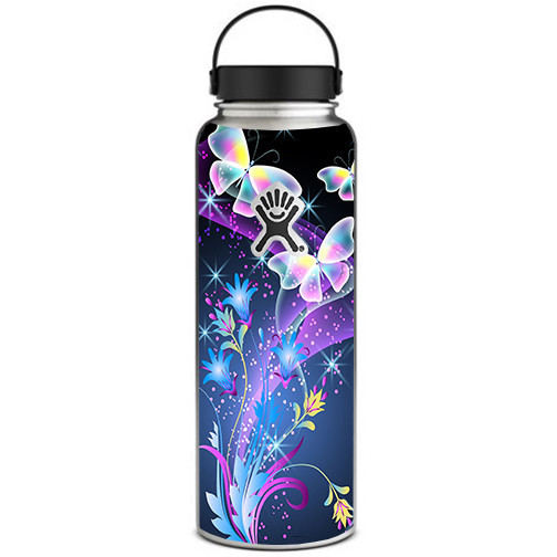 Skin Decal for Hydro Flask 40 oz Wide Mouth / glowing butterflies in flight