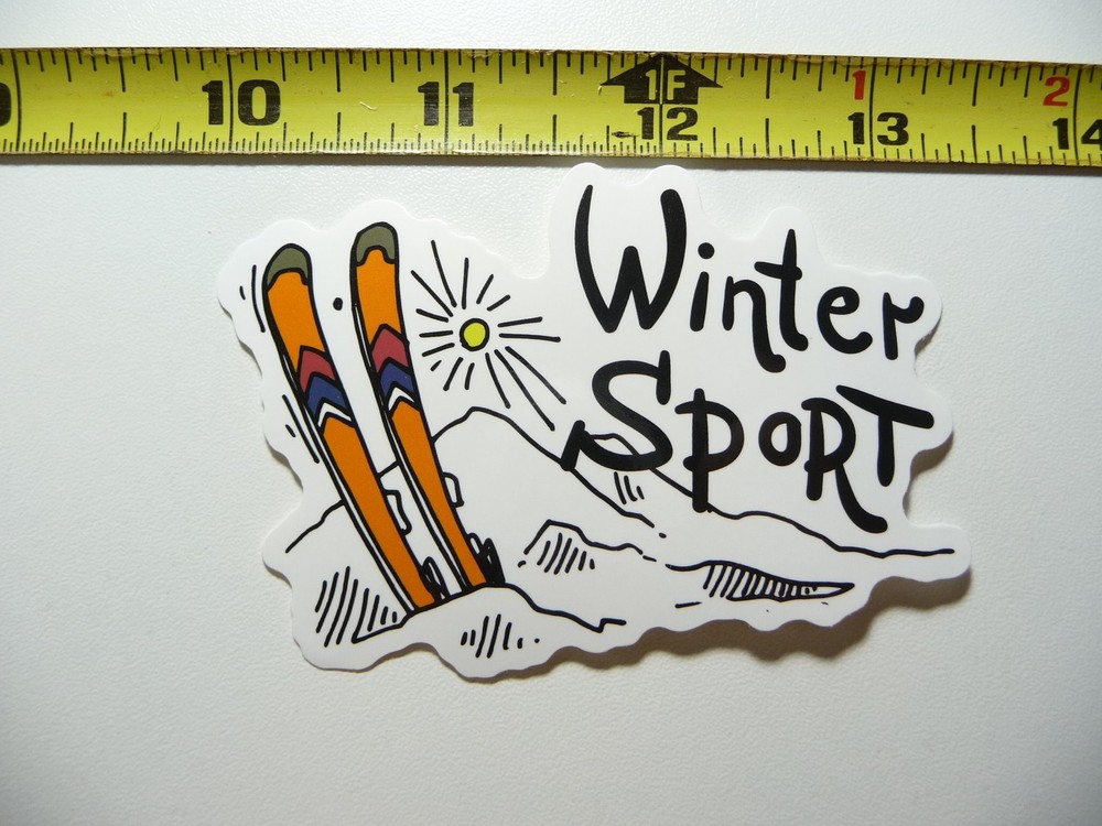 Snow Sports Skis Sunrise Decal Sticker for Winter Resort Fun