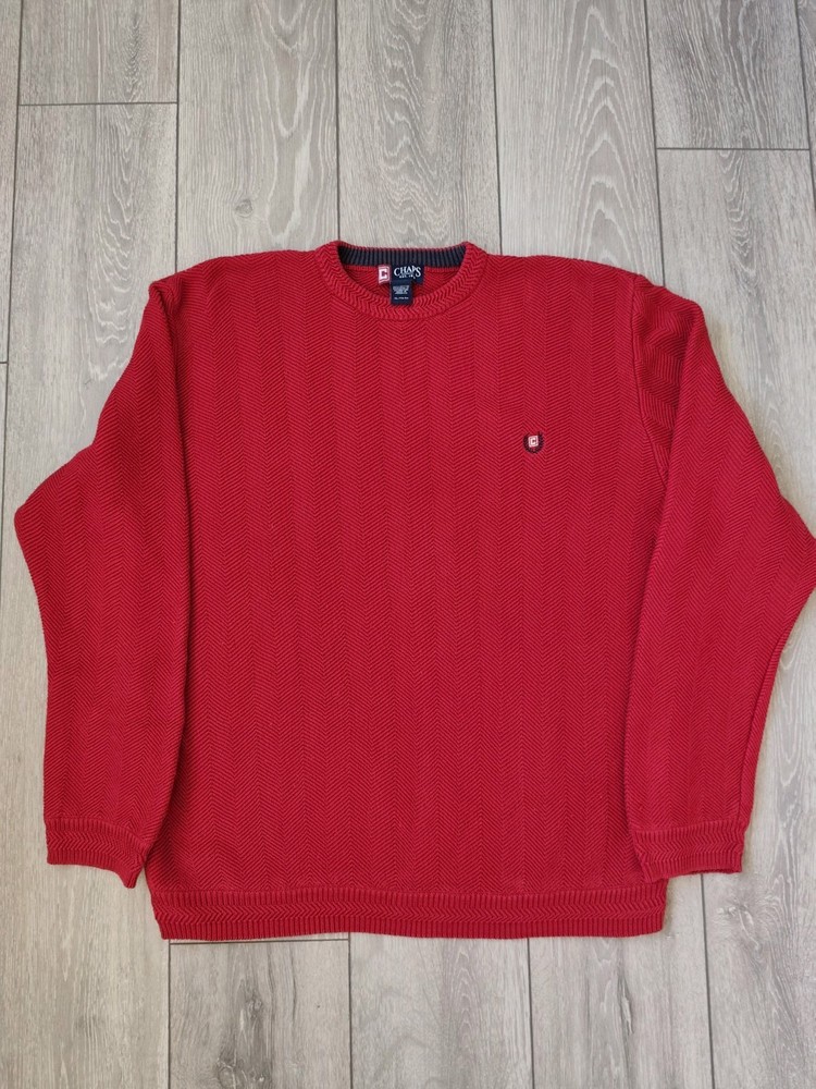 CHAPS V Neck Heavy Red Jumper Size XL Men's