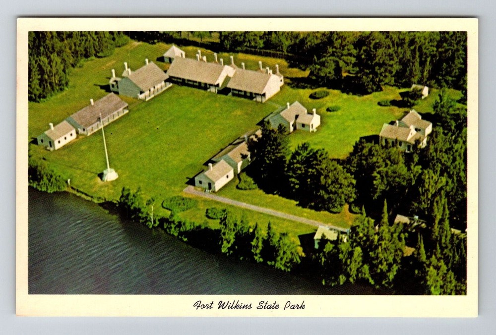 Copper Harbor MI-Michigan, Aerial View Fort Wilkins State Park Vintage Postcard