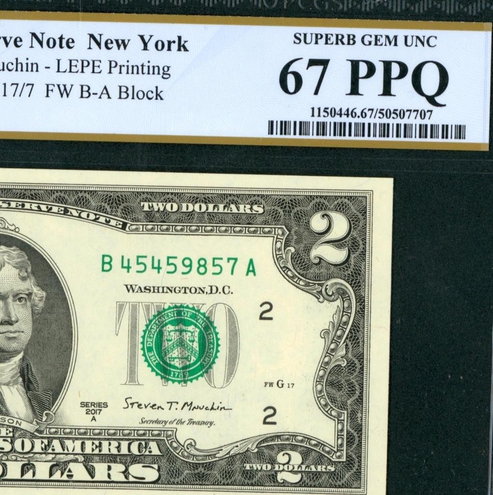 $2 2017 Federal Reserve Note ** PAPER CURRENCY AUCTIONS (PCGS - 67 PPQ)
