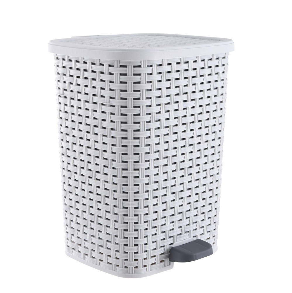 Small Outdoor Trash Can with Lid for Dog Poop 6.8 Gallon/26 L Step On Plastic...
