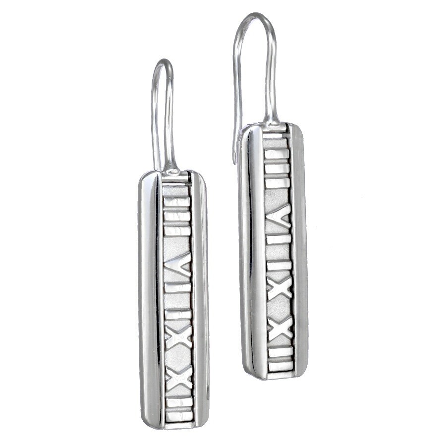 Vintage Tiffany Atlas Bar Earrings Sterling Silver 925 Hooks Set