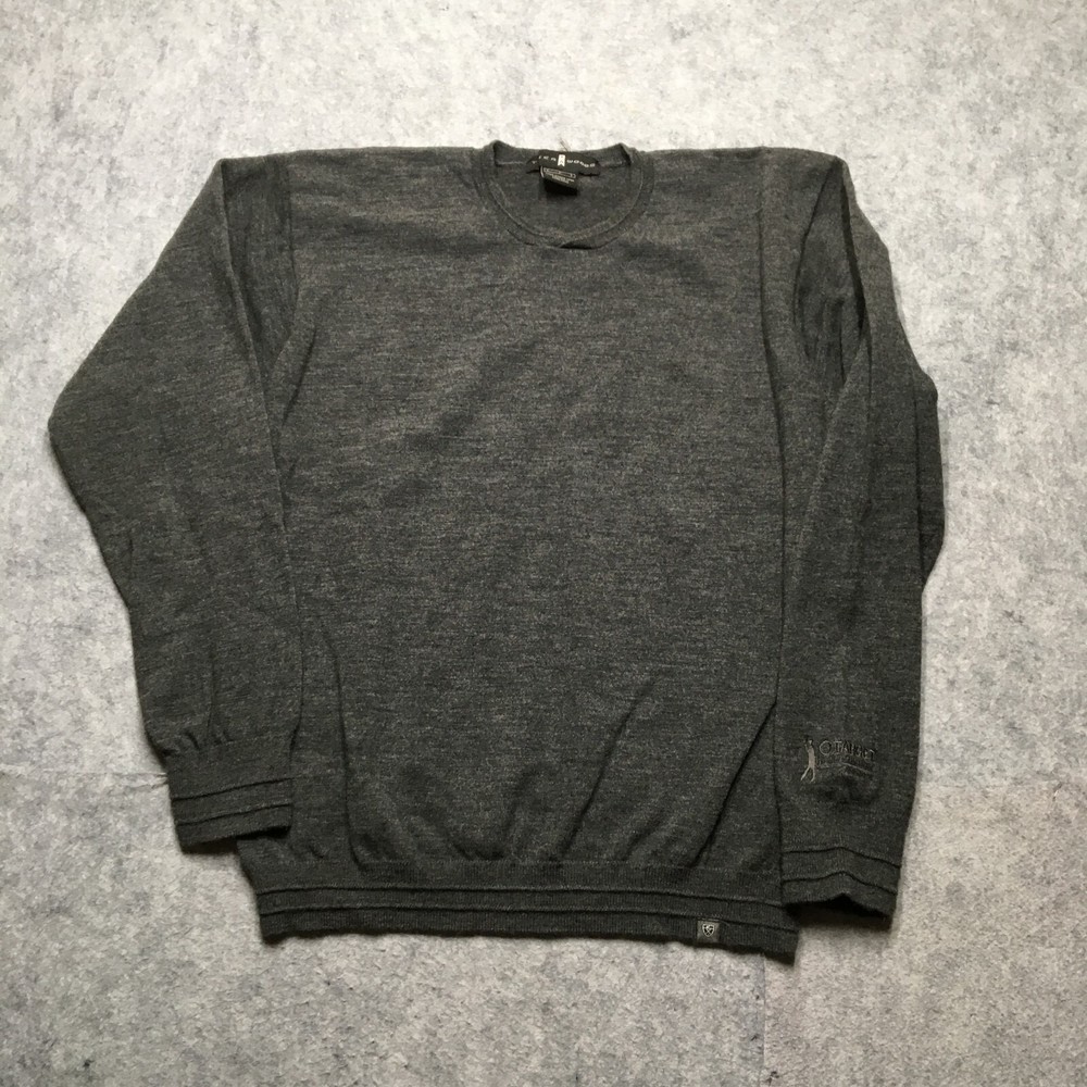 Nike Tiger Woods Merino Wool Sweater Mens Large L Gray Knit Crew Pullover Golf