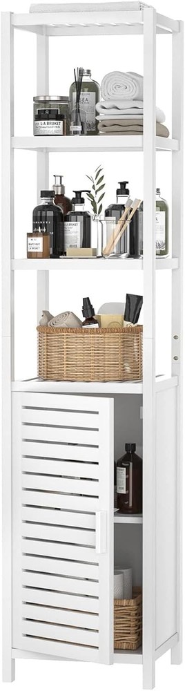 Slim 6-Tier 67 Inch Tall Bamboo Bathroom Storage Cabinet