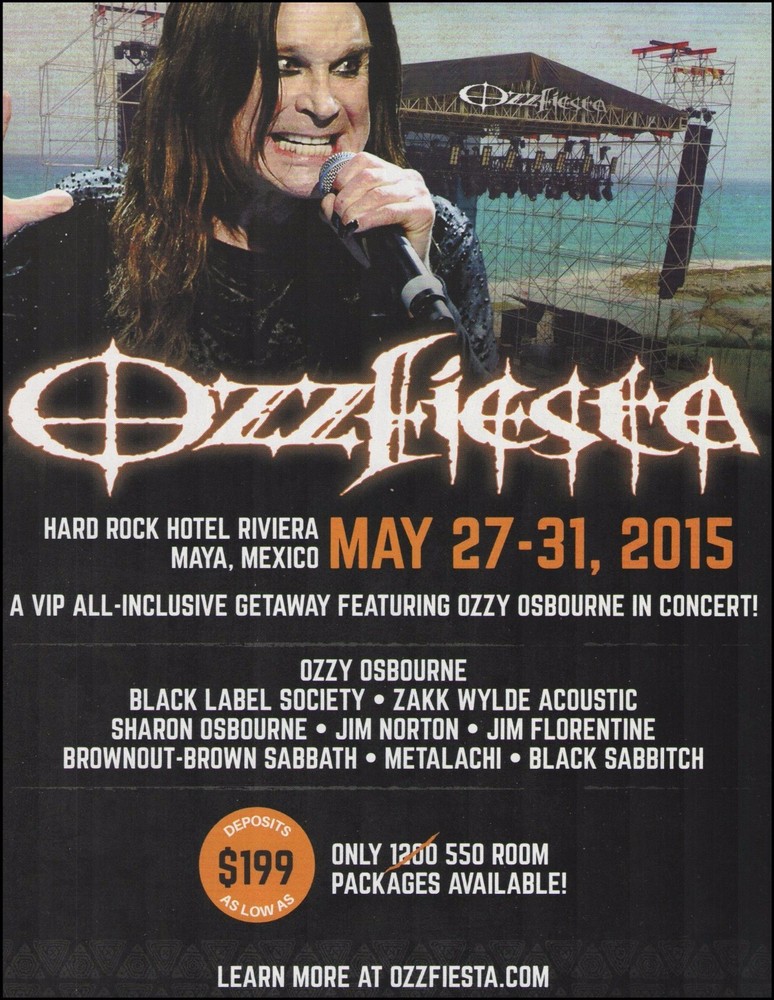 Ozzy Osbourne 2015 Ozz Fiesta Maya Mexico Tour advertisement ad print