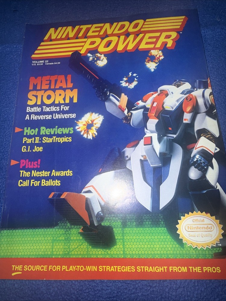 Nintendo Power Vol 22 w/Battletoads Poster & Inserts March 1991 Metal Storm EUC