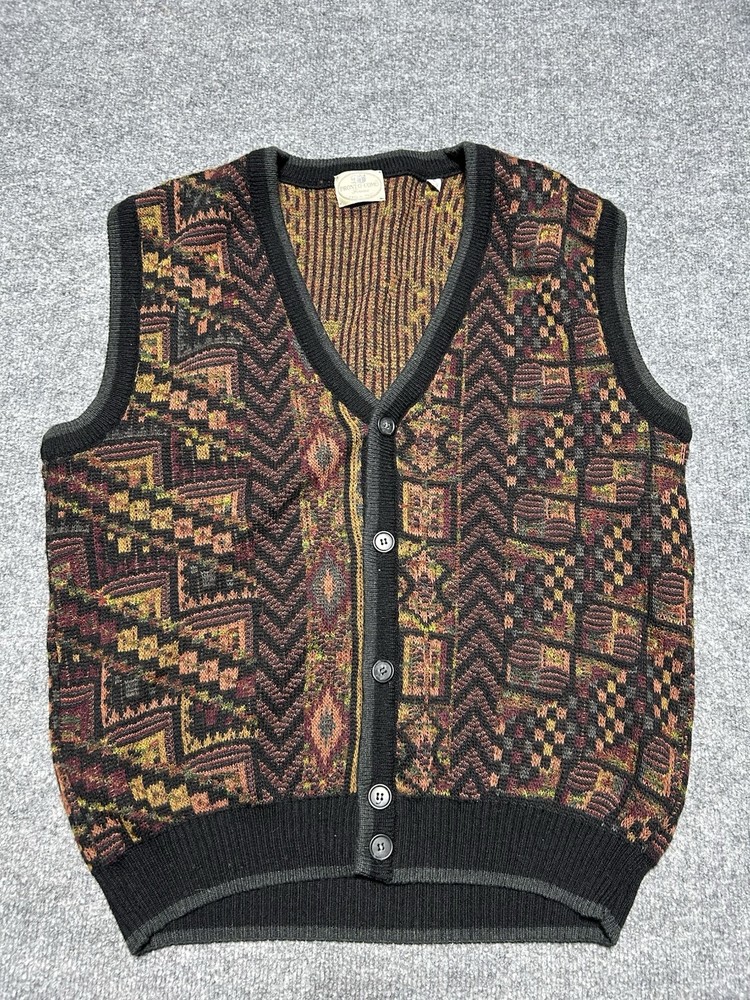 Idea Uomo Sweater Vest Wool Blend Gray Pull Over Golf Italy Adult Men's L Large
