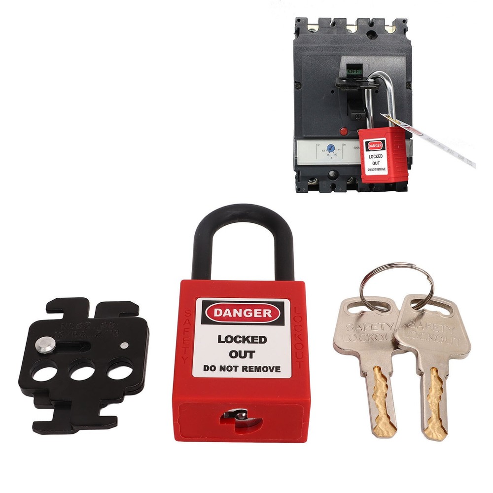 MCB Lockout Tagout Steel Circuit Breaker Lock 38mm Shackle Nylon Padlock