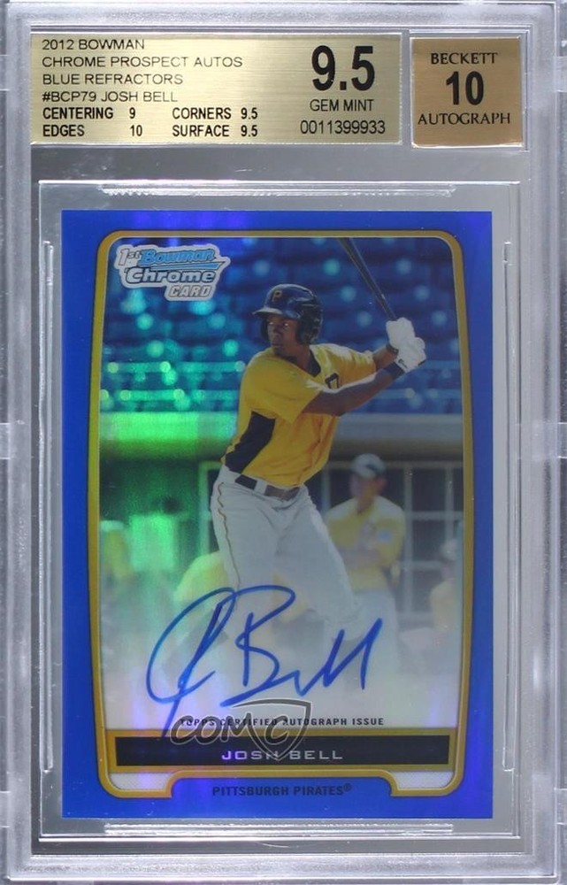 2012 Bowman - Chrome Prospects Autographs Josh Bell #BCP79 Blue Refractor /150 (AU, RC)