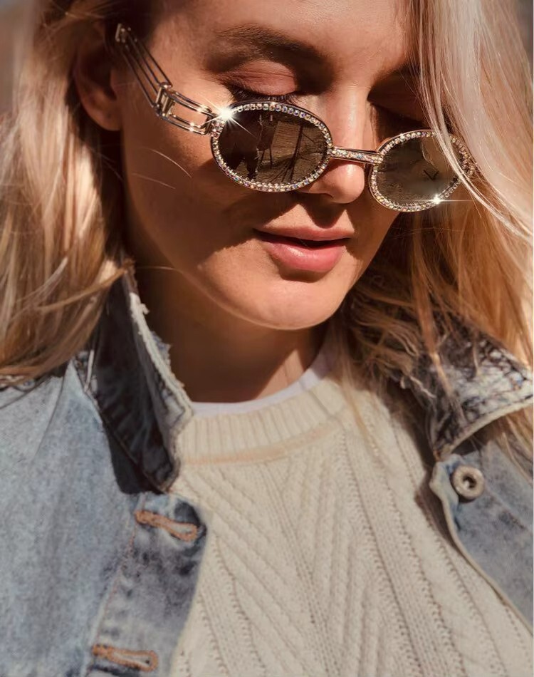 2024 Quavo Migos Diamond Hip Hop Iced Gold Steampunk Glasses Shinny Out