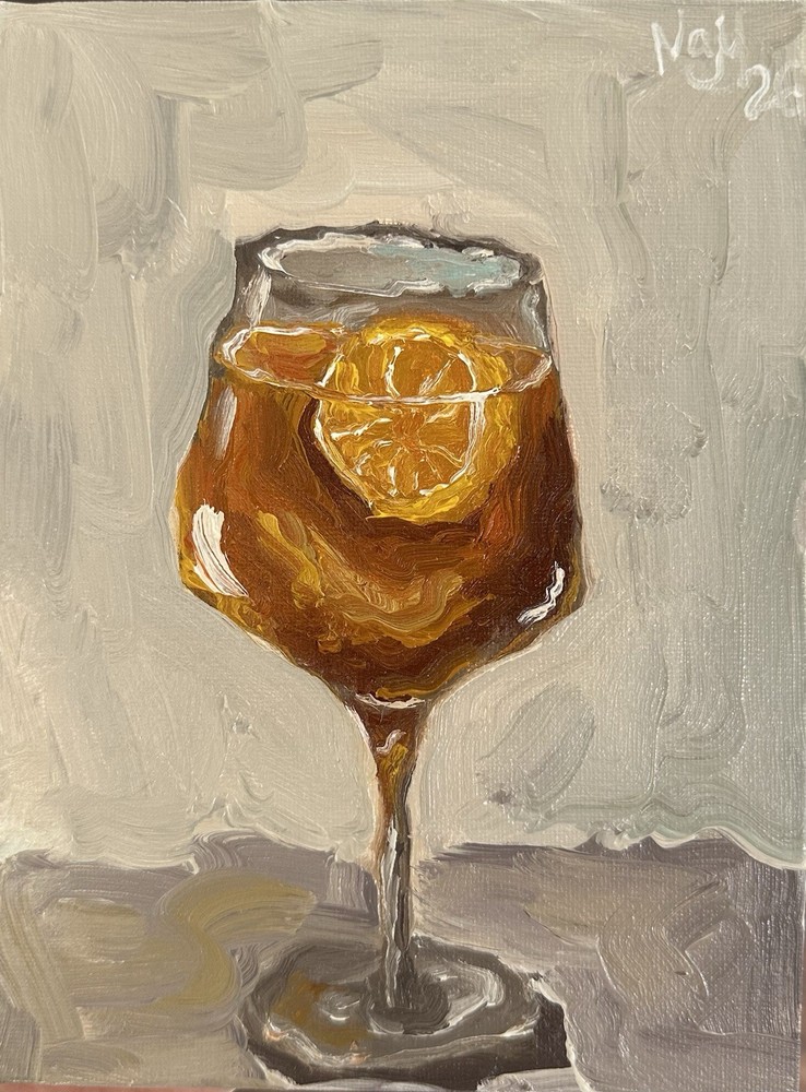 Wine Cocktail  Original Oil Painting Still Life Art Kitchen Wall Decor