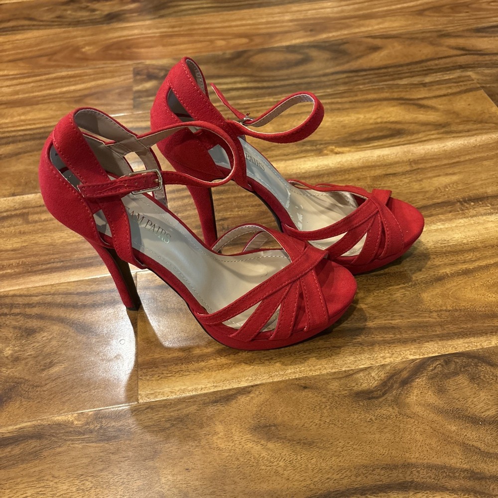Dreampairs Red Strap High heel Shoes 7.5