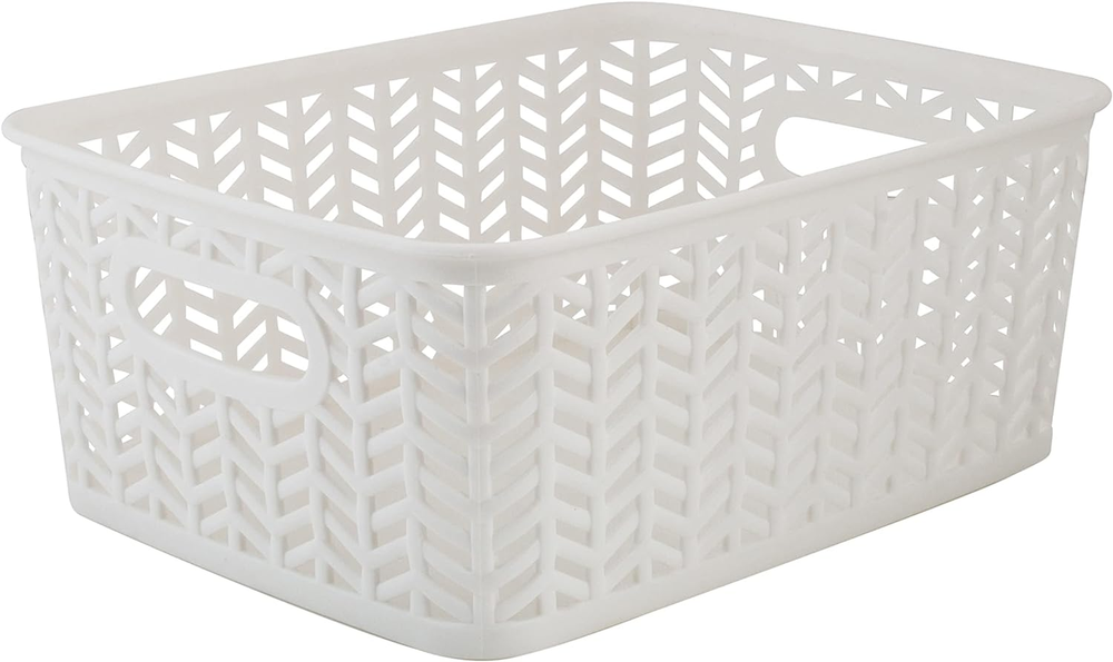 Small Herringbone Storage Tote Basket Organizer for Home Decor