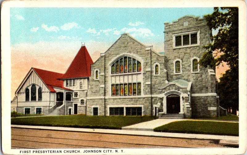 Johnson City New York NY : CHURCH SCENE m/14 AV5881