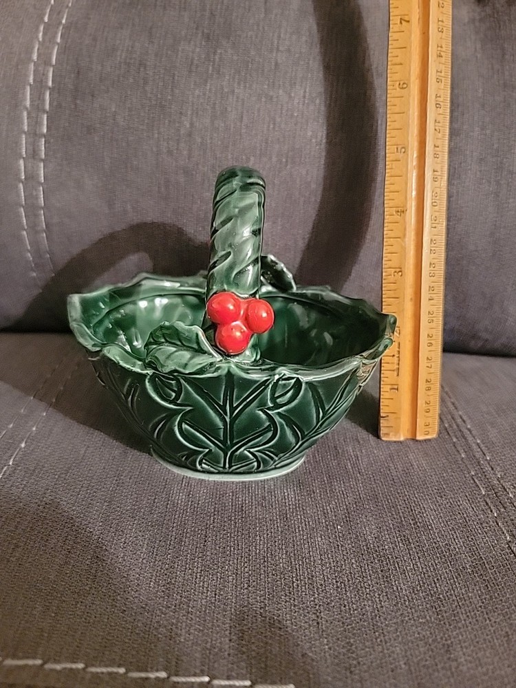 Vintage Lefton Christmas Holly Berry Basket