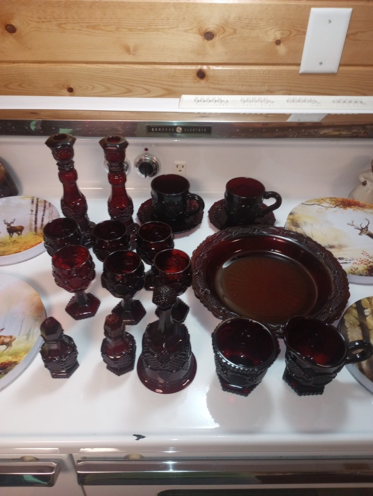 Vintage Avon 1876 Cape Cod Ruby Red Glassware.