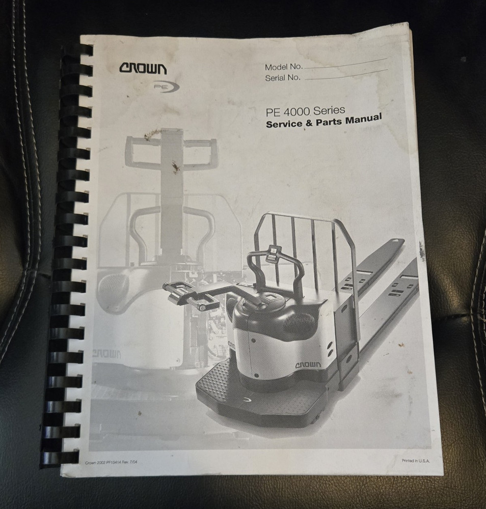 CROWN PE 4000 Electric Pallet Jack Service Repair Parts Manual book catalog