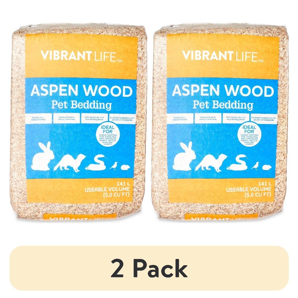 Aspen Wood Shavings Bedding for Small Animals 141L Large Bag 2 Pack