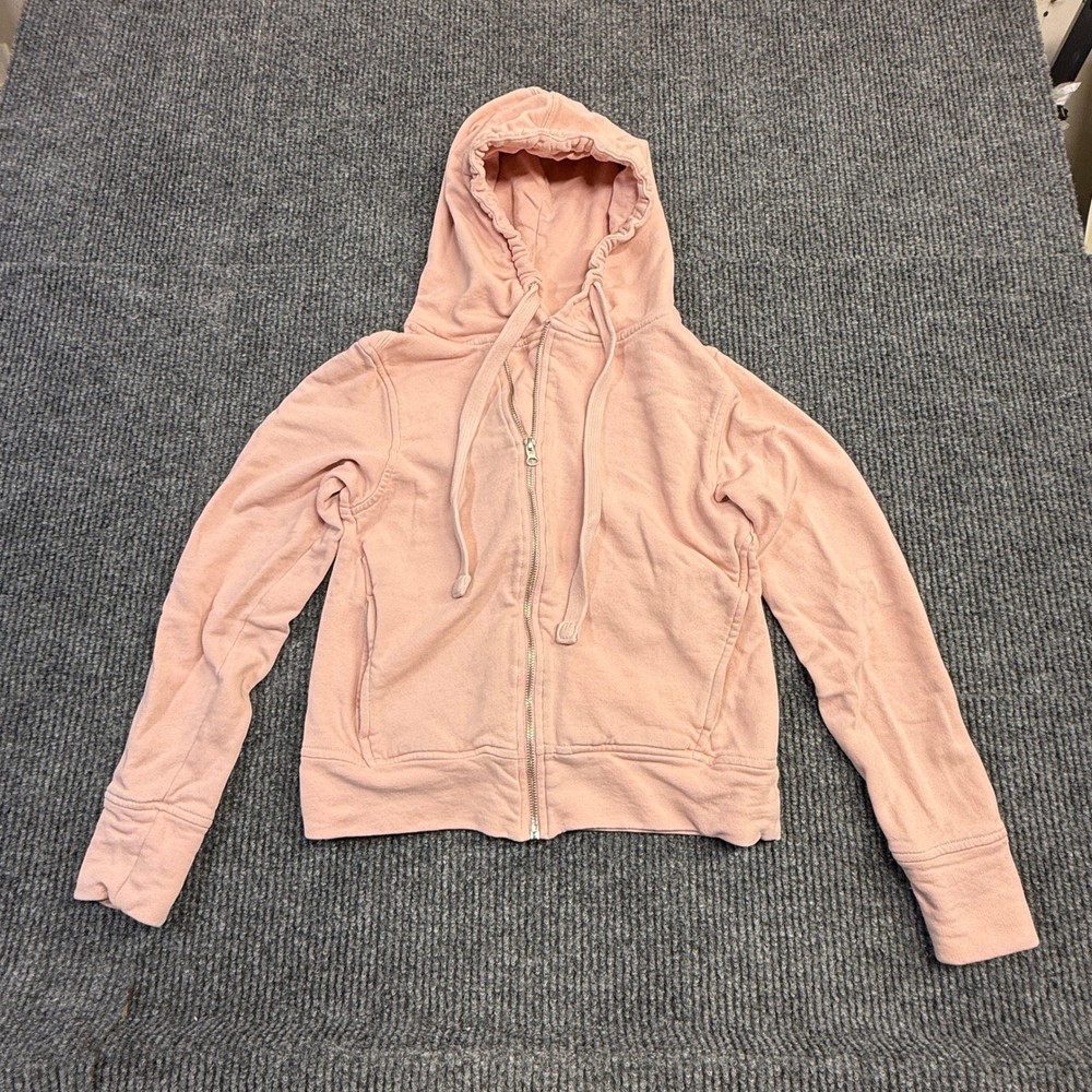 Zella Womens Pink French Terry Full Zip Hoodie Sweatshirt Size XS