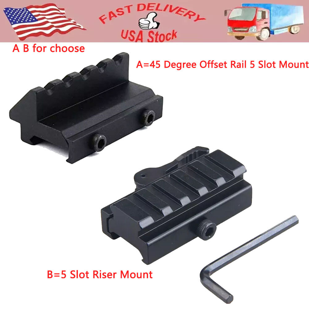 QD Quick Release 45° Offset 20mm Picatinny Rail Mount for Red Dot Sights