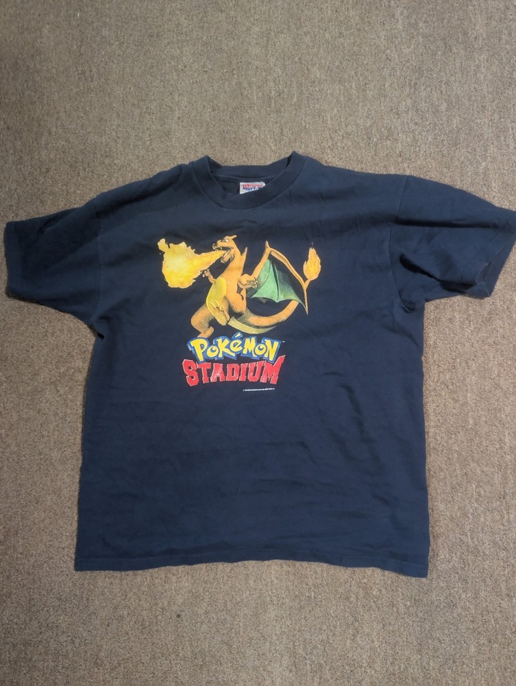 Vtg Pokemon Stadium Shirt Youth Xl Charizard Nintendo 64 Power Y2k Promo Retro