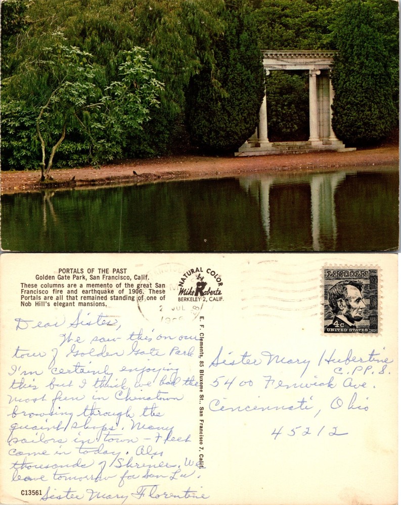 Portals of the Past Golden Gate Park San Francisco California CA Postcard