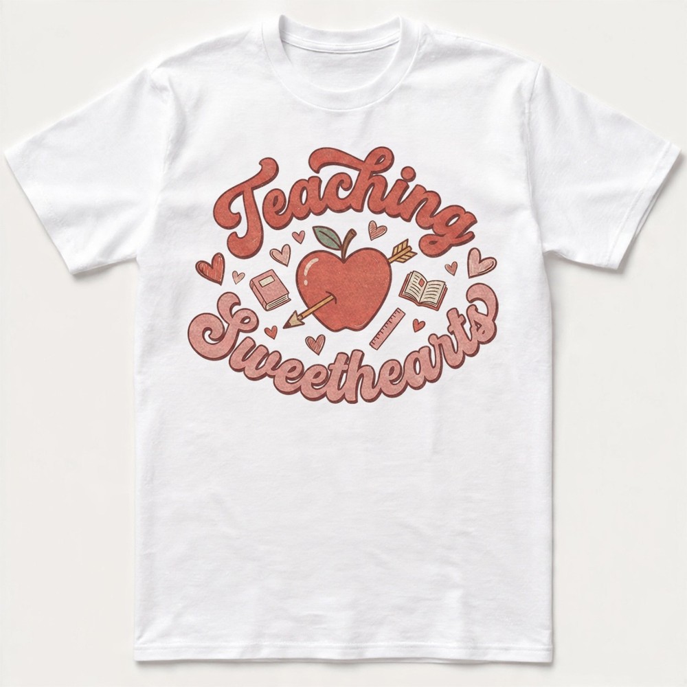 Teaching Sweethearts Teacher Valentines Day T-shirt, Retro School Love Tee