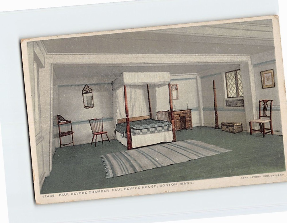 Postcard Paul Revere Chamber Paul Revere House Boston Massachusetts USA