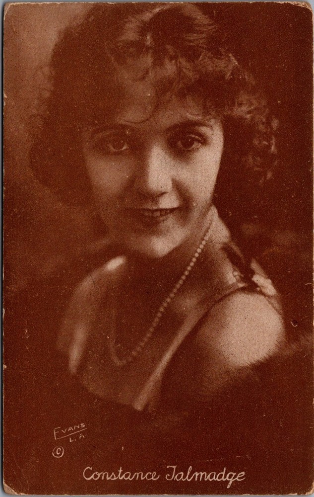 Constance Talmadge Silent Film Star RPPC Postcard EVANS L.A. Portrait 1910s