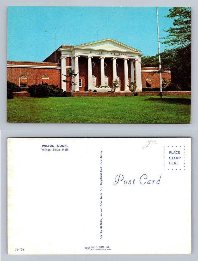 Wilton, CT-Connecticut, Town Hall Building View Standard Vintage Postcard