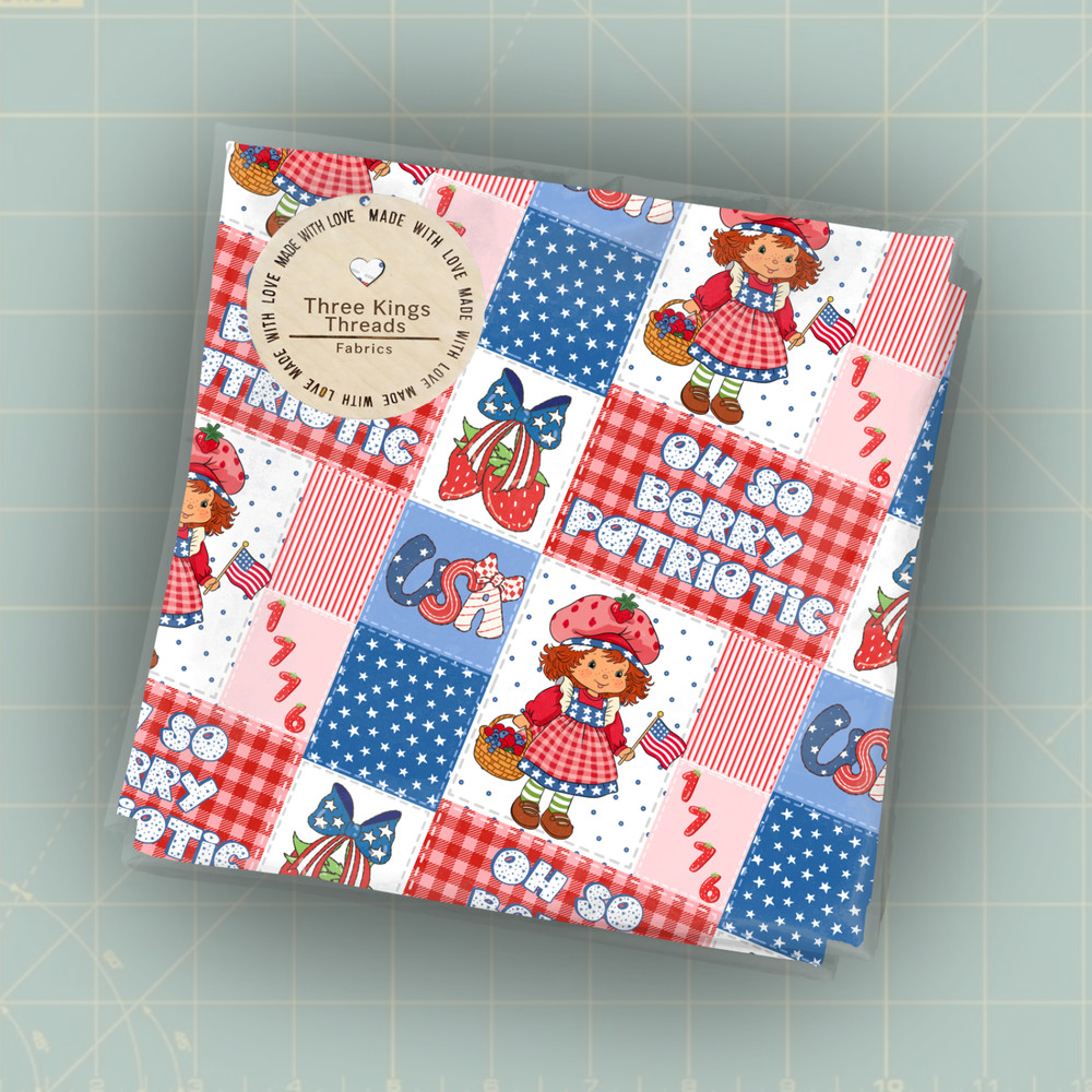 Strawberry Shortcake Berry Patriotic 4th DBP 1 Yard Fabric Seamless Design 59x36