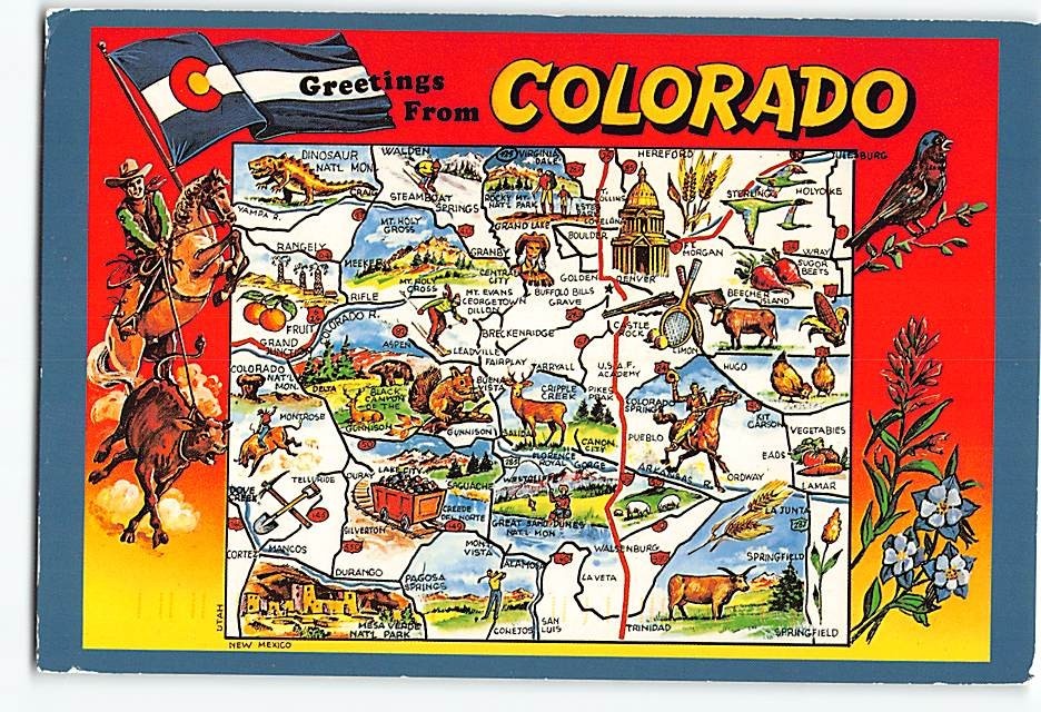 Postcard Greetings From Colorado USA
