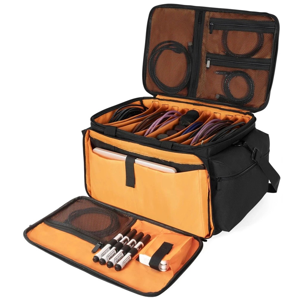 Cable File Bag with Detachable Dividers DJ Gig Bag Cord Organizer Case for La...