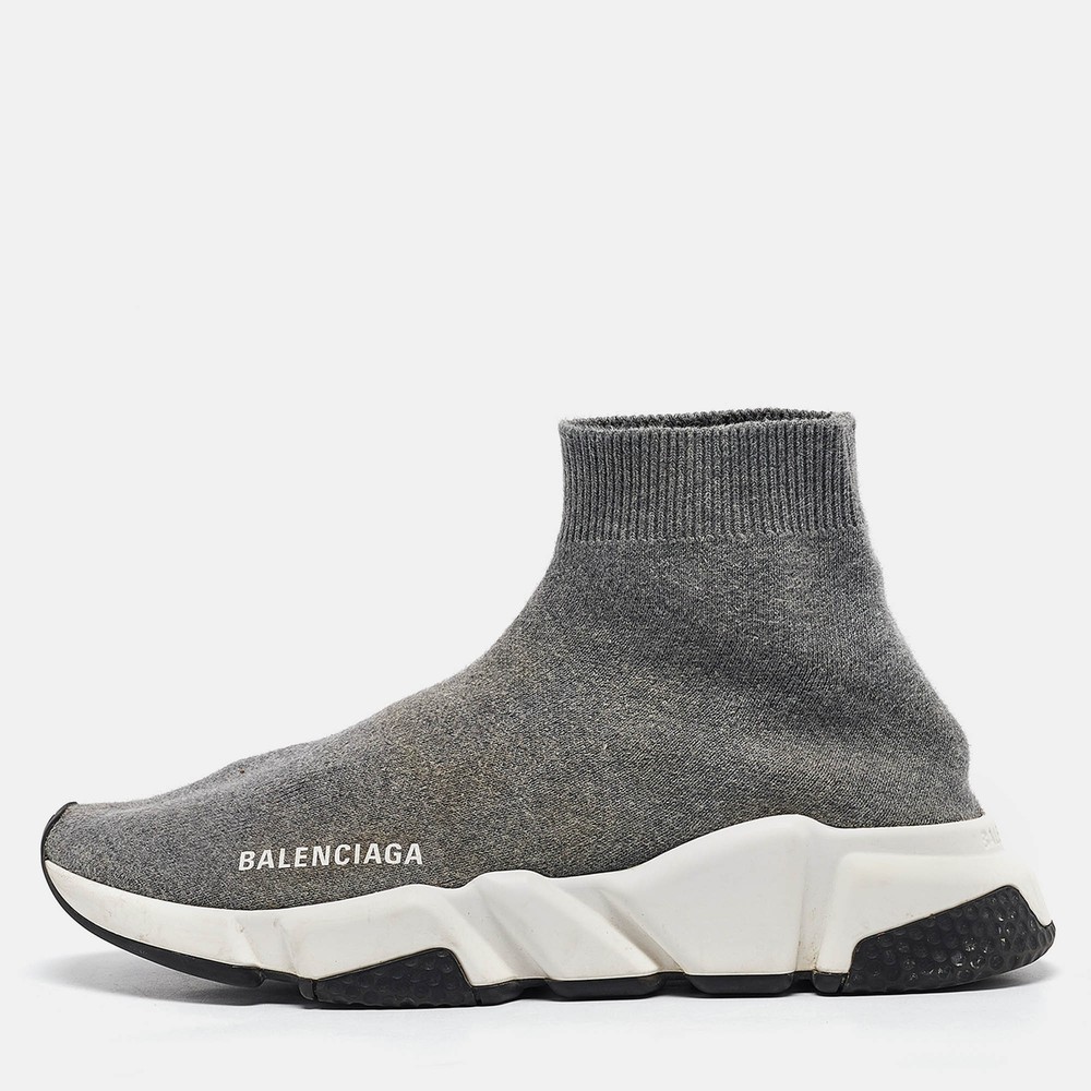 Balenaga Grey Knit Speed Trainer Sneakers in Size 38