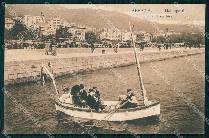 Croatia Croatia Abbey Opatija Boat Postcard RT5982