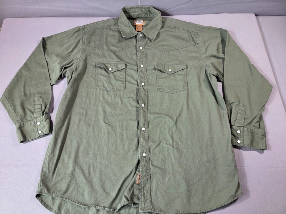 C.E. Schmidt Workwear Western Shirt Mens 2XLT Pearl Snap Green