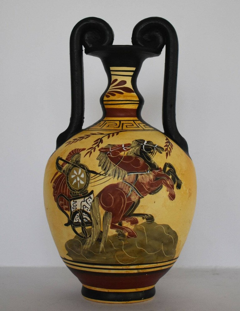 Achilles on Chariot - King of Myrmidons - Trojan War Hero - Ceramic Vase-image