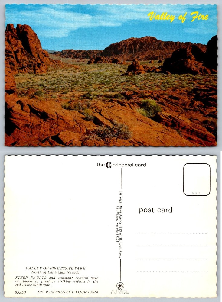 Valley of Fire State Park Nevada Scenic Postcard Mike Roberts Continental Card