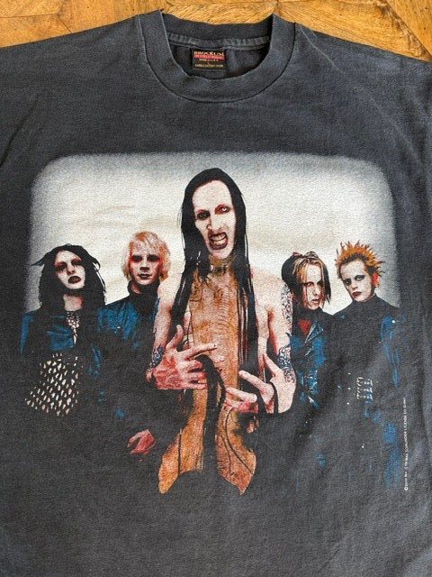 Vintage Y2K Brockum Tag Marilyn Manson 'Guns,God & Government' T-Shirt Large Euc