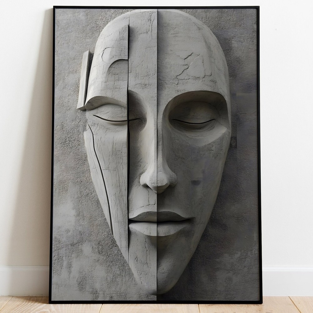 3d Concrete Wall Art Face Sculpture Unique Home Decor Modern 3d Art For Wall