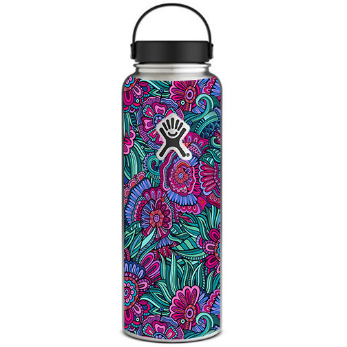 Skin Decal for Hydro Flask 40 oz Wide Mouth / Floral Flowers Retro