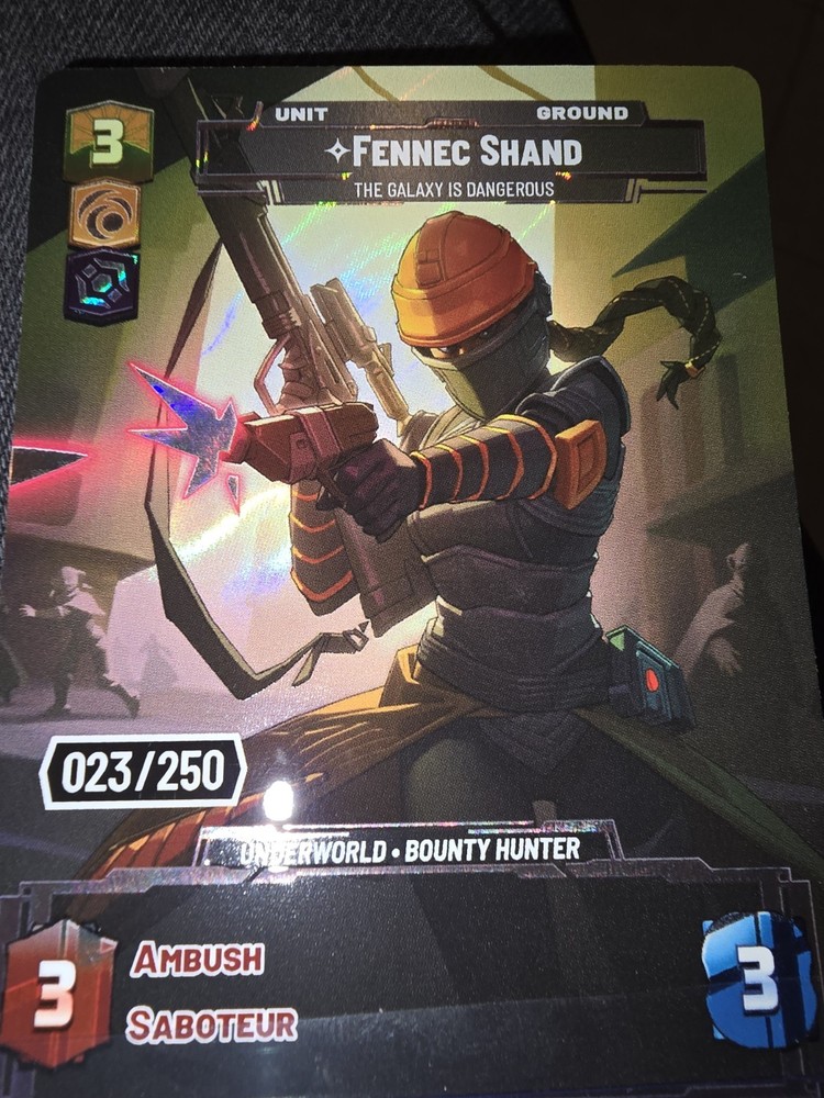 Ashes of the Empire Serialized 23/250 Star Wars Unlimited Fennec Shand. IN HAND