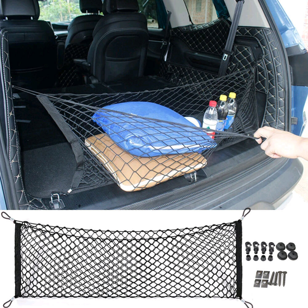 Universal 110x40cm 4-Hook Car Trunk Cargo Net Elastic Nylon Mesh Organizer